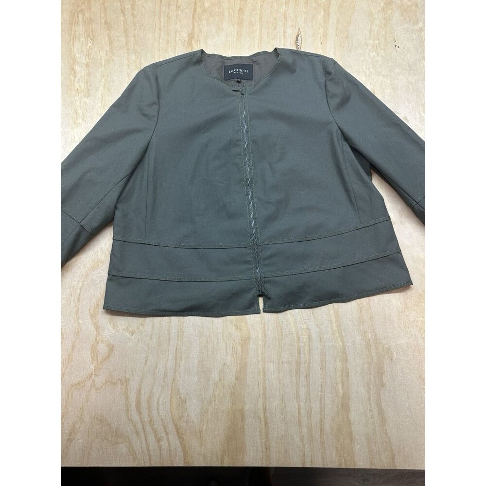Lafayette 148‎ New York Women's Jacket Size XL Olive Green Zip Up Career Office
